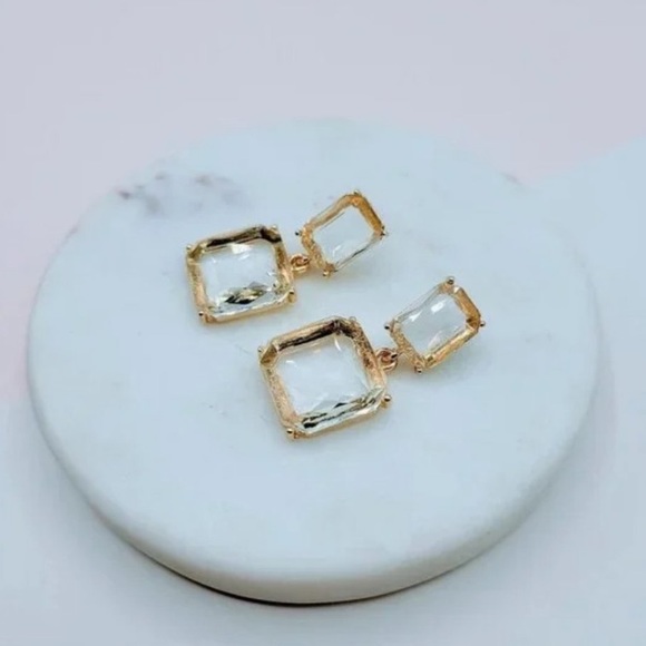 Last pair🤩 Glass Geometric Statement Earrings - Picture 2 of 3